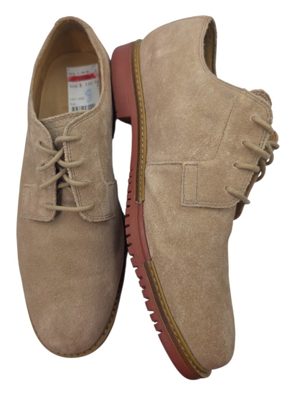 Cole Haan Great Jones Plain Toe Oxfords in Milkshake Suede Red Brick Sole Size 8 - Picture 8 of 12